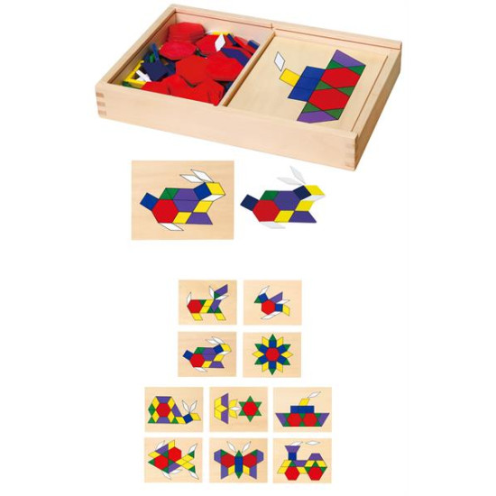 Геометрична мозаїка дерев'яна з шаблонами, Viga Toys
