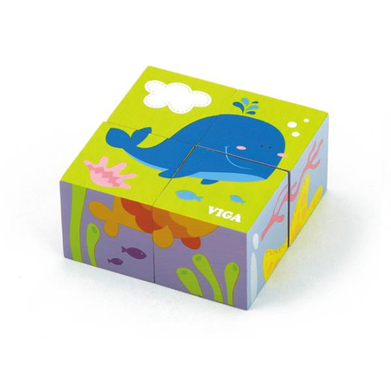 Дерев'яні кубики-пазл Підводний світ, Viga Toys 