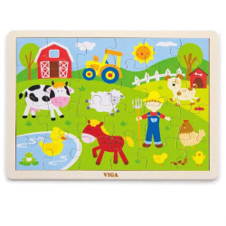 Дерев'яний пазл Ферма, 24 ел., Viga Toys  Дерев'яний пазл Ферма, 24 ел., Viga Toys