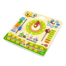 Дерев'яний календар з годинником, англійською мовою, Viga Toys Дерев'яний календар з годинником, англійською мовою, Viga Toys