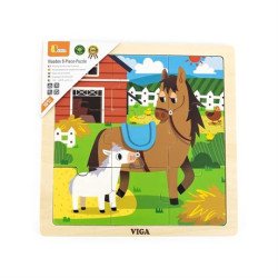 Дерев'яний пазл Коники 9 ел., Viga Toys