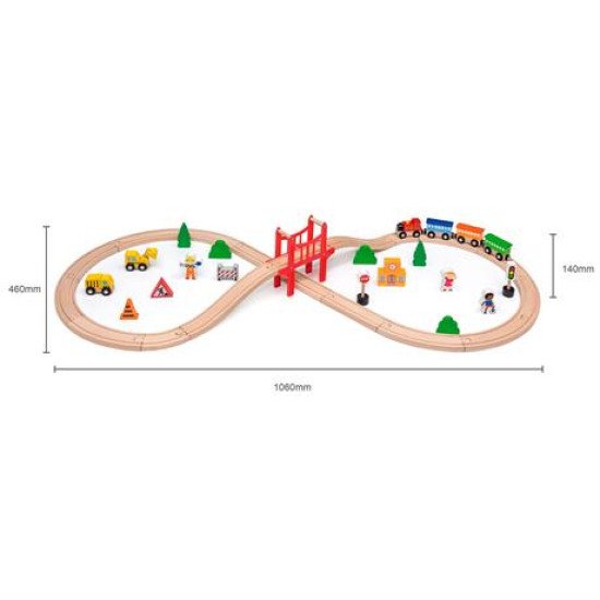 Іграшкова залізниця дерев'яна 39 ел., Viga Toys