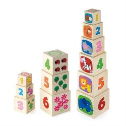 Дерев'яні кубики-пірамідка з цифрами, Viga Toys Дерев'яні кубики-пірамідка з цифрами, Viga Toys