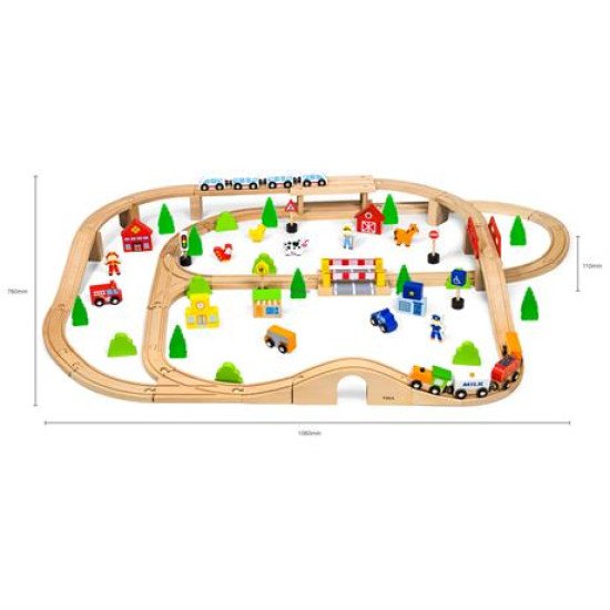 Іграшкова залізниця дерев'яна 90 ел, Viga Toys Іграшкова залізниця дерев'яна 90 ел, Viga Toys