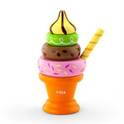 Іграшкові продукти  Дерев'яна пірамідка-морозиво, помаранчевий, Viga Toys Іграшкові продукти  Дерев'яна пірамідка-морозиво, помаранчевий, Viga Toys
