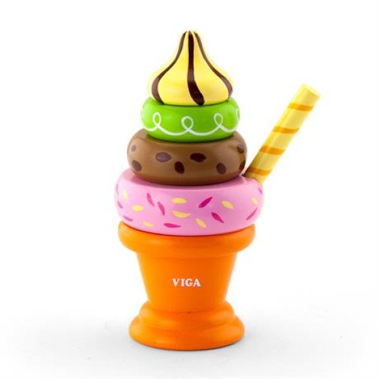 Іграшкові продукти  Дерев'яна пірамідка-морозиво, помаранчевий, Viga Toys