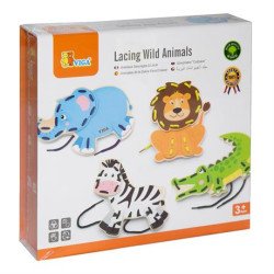 Дерев'яна шнурівка Африканські звірята, Viga Toys Дерев'яна шнурівка Африканські звірята, Viga Toys
