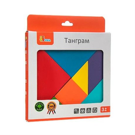 Гра-головоломка Кольоровий дерев'яний танграм, 7 ел., Viga Toys Гра-головоломка Кольоровий дерев'яний танграм, 7 ел., Viga Toys