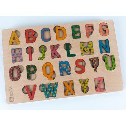 Деревяний пазл Абетка англійська кольорова Деревяний пазл Абетка англійська кольорова