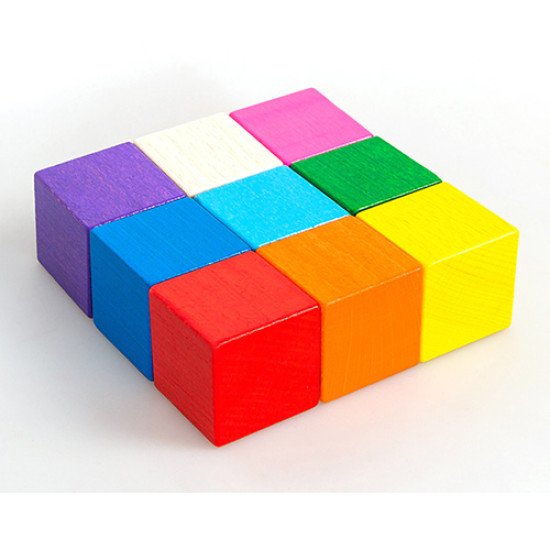 Кубики цветные деревянные 9шт, ТМ ТАТО