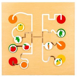 Деревянная игровая панель "Лабиринт фрукты-овощи" Lam Toys